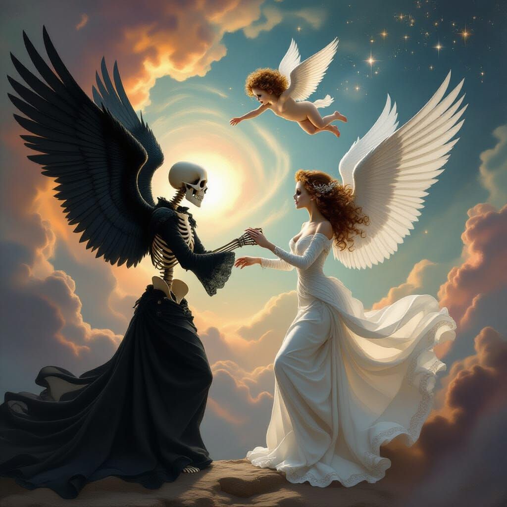 Skeletons Reaching in Celestial Baroque Vista