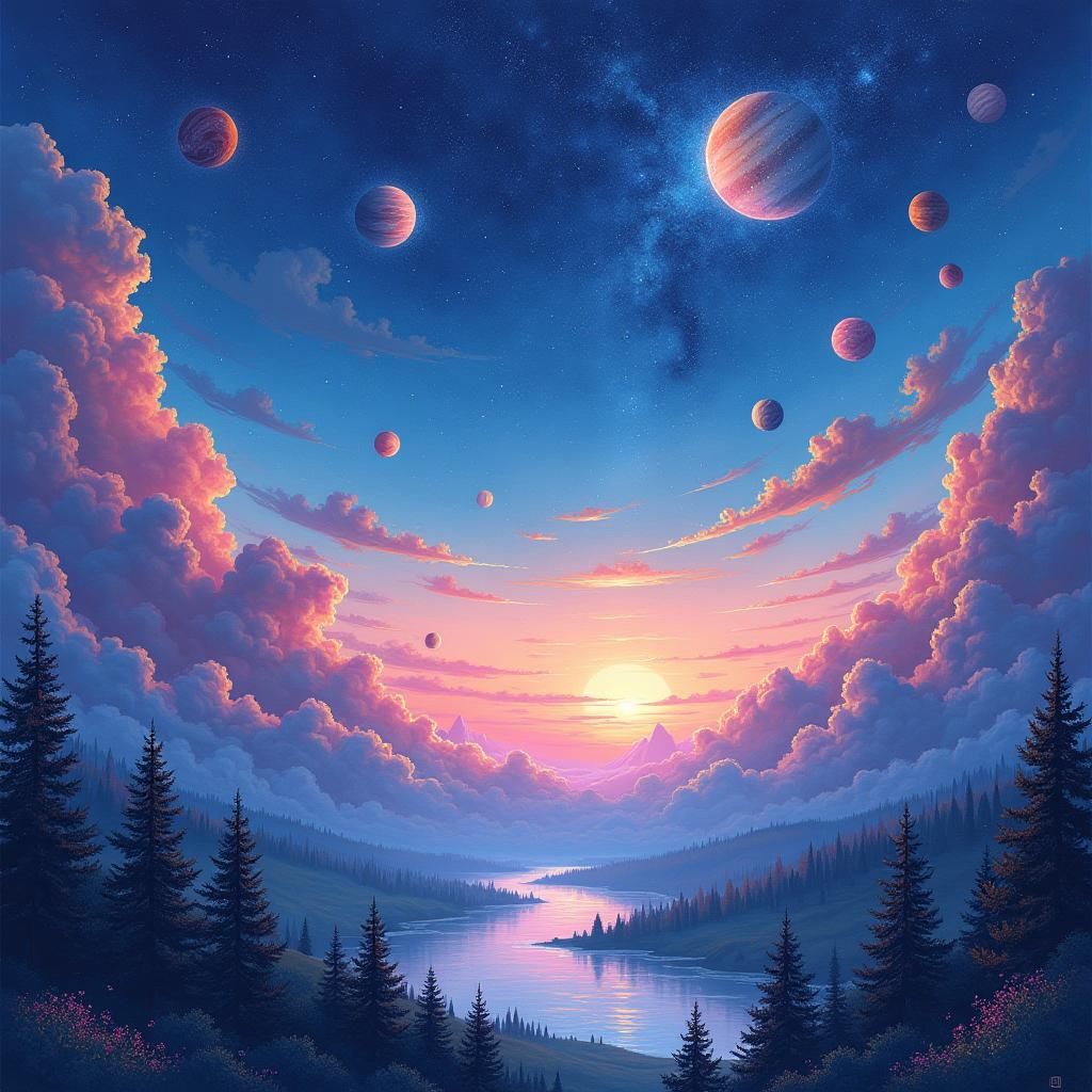 Enchanting Celestial Ballet in a Magical World