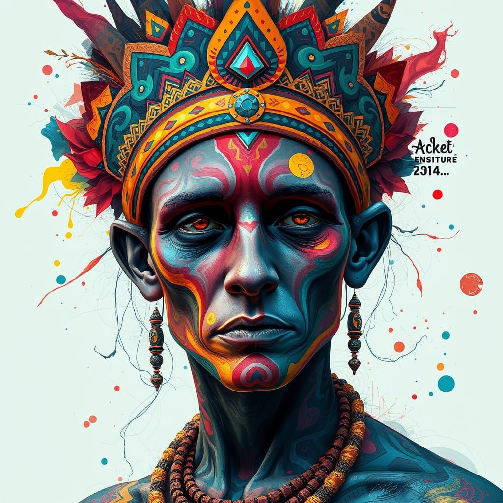 Psychedelic Portrait with Tribal Motifs in Digital Painting ...