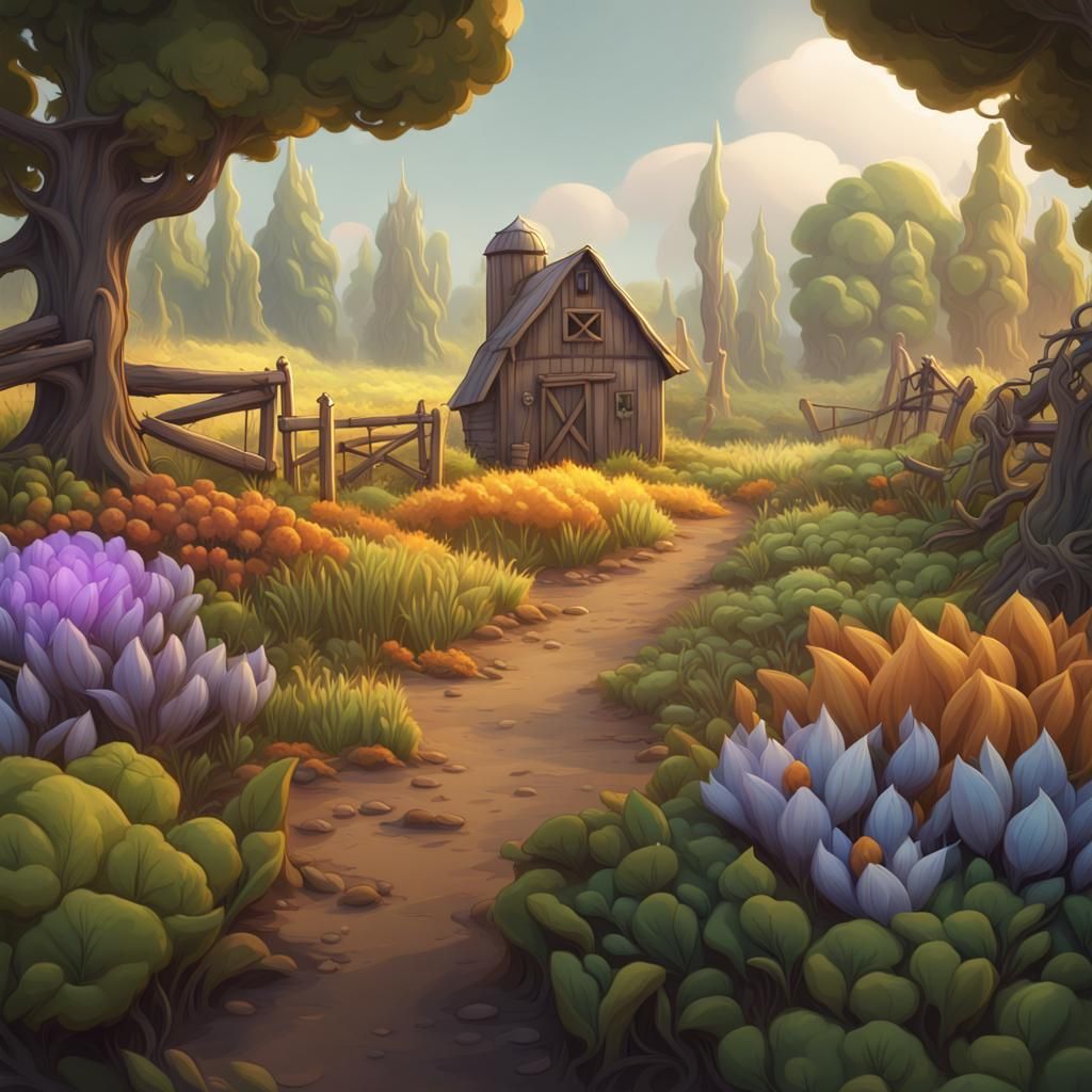 Silver Farm Crops in Cute Botanical Style