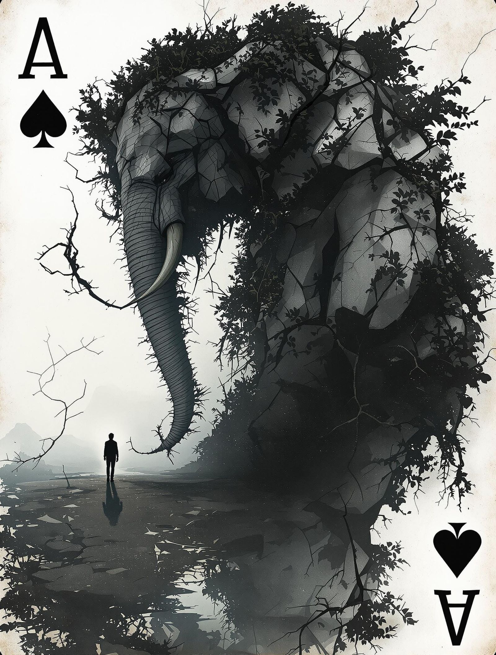 Mysterious Ace of Spades in a Post-Apocalyptic Landscape