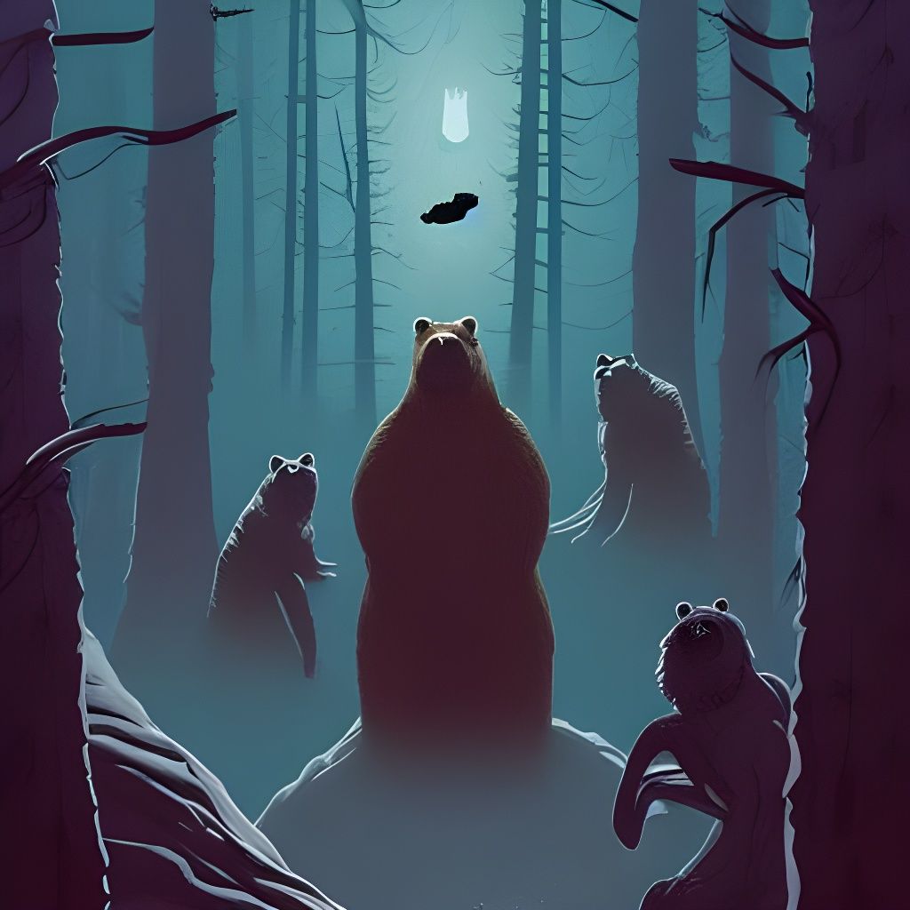 Spooky Bearsitter in Sci-Fi Fairytale Horror Art