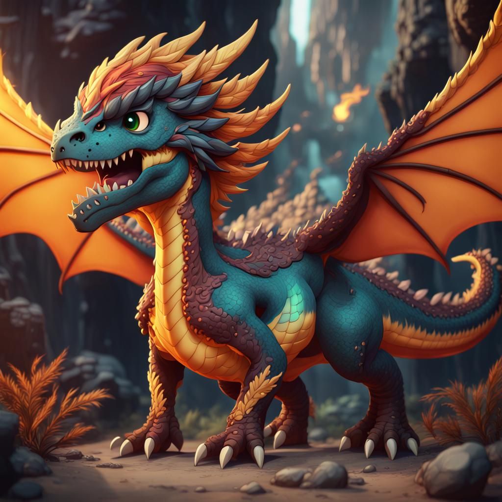 Chibi Phoenix Dragon T-Rex Fantasy Concept Art