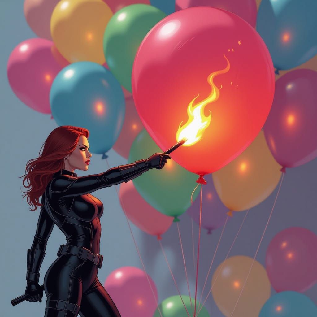 Black Widow Birthday Celebration in Comic Book Style