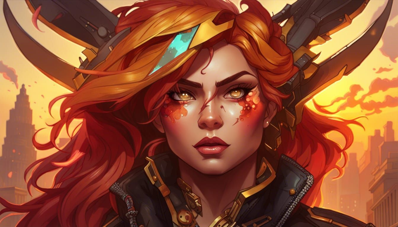 Apocalyptic Sunset Shimmer Portrait in Hyperdetailed Style