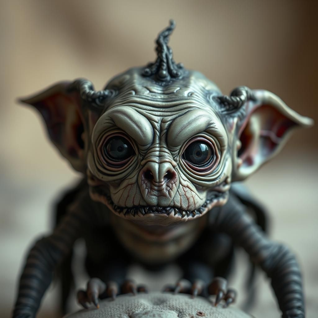 Grotesque Adorable Creature in Dark Fantasy Style