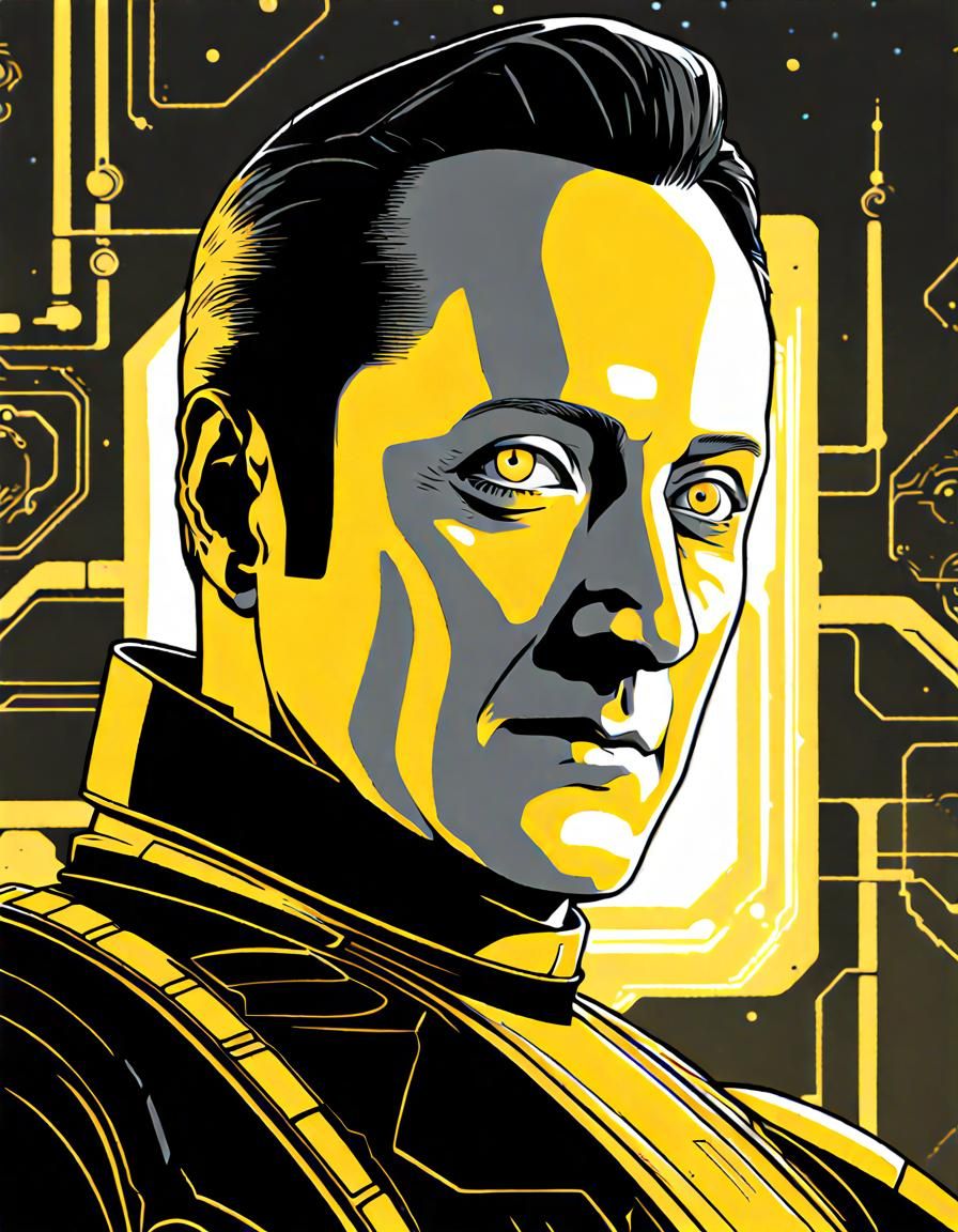 Data Android Portrait in Cyberpunk Sci-Fi Style