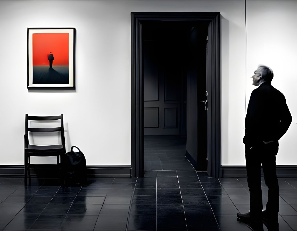 Nightmarish Art Gallery Painting in Somber Style