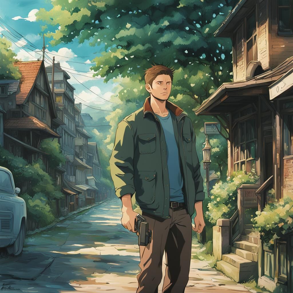 Dean Winchester in Studio Ghibli Anime Style