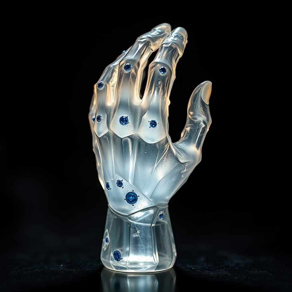 Eerie Crystal Hand Lamp with Sapphire Inlays