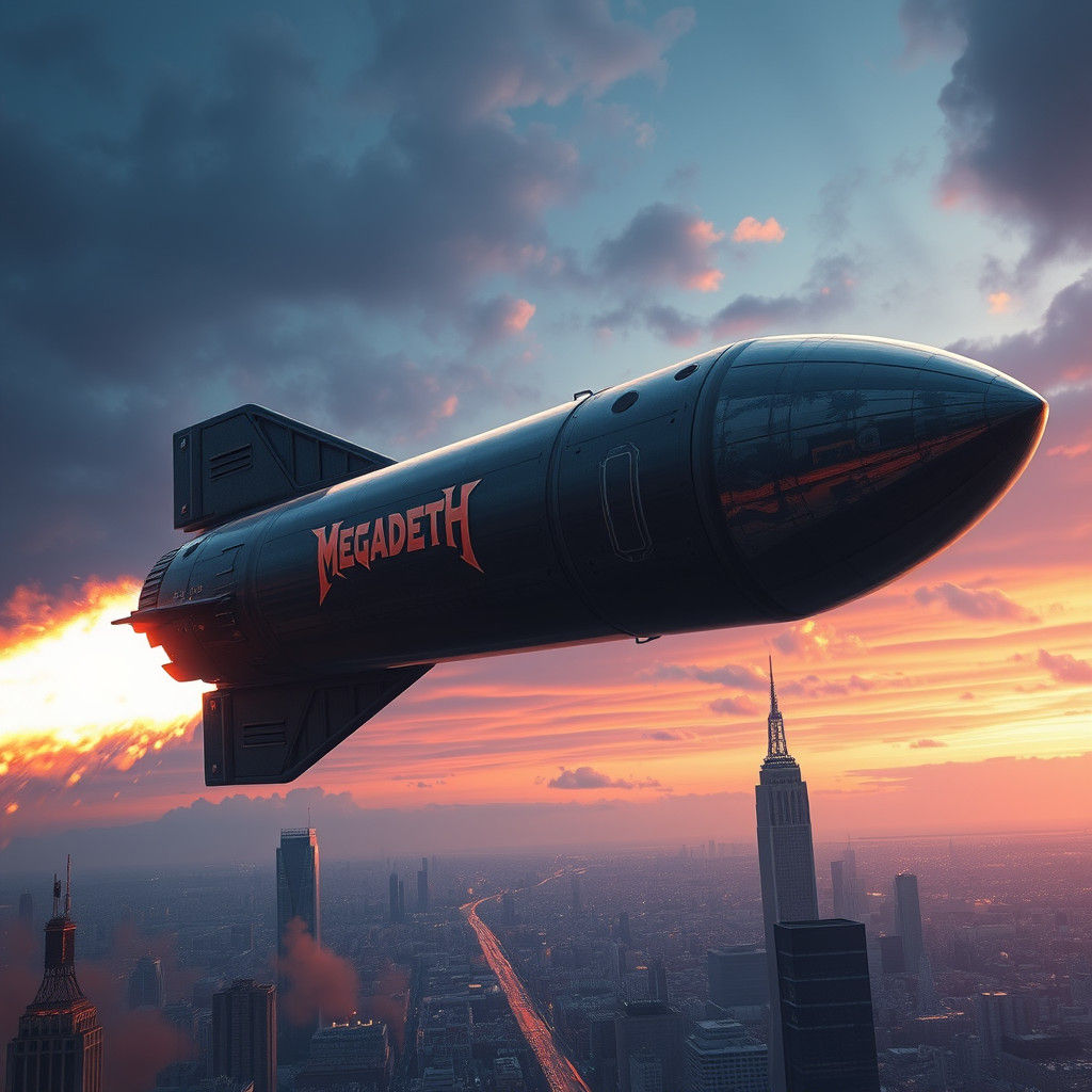 Megadeth Missile Soars Through Apocalyptic Metropolis