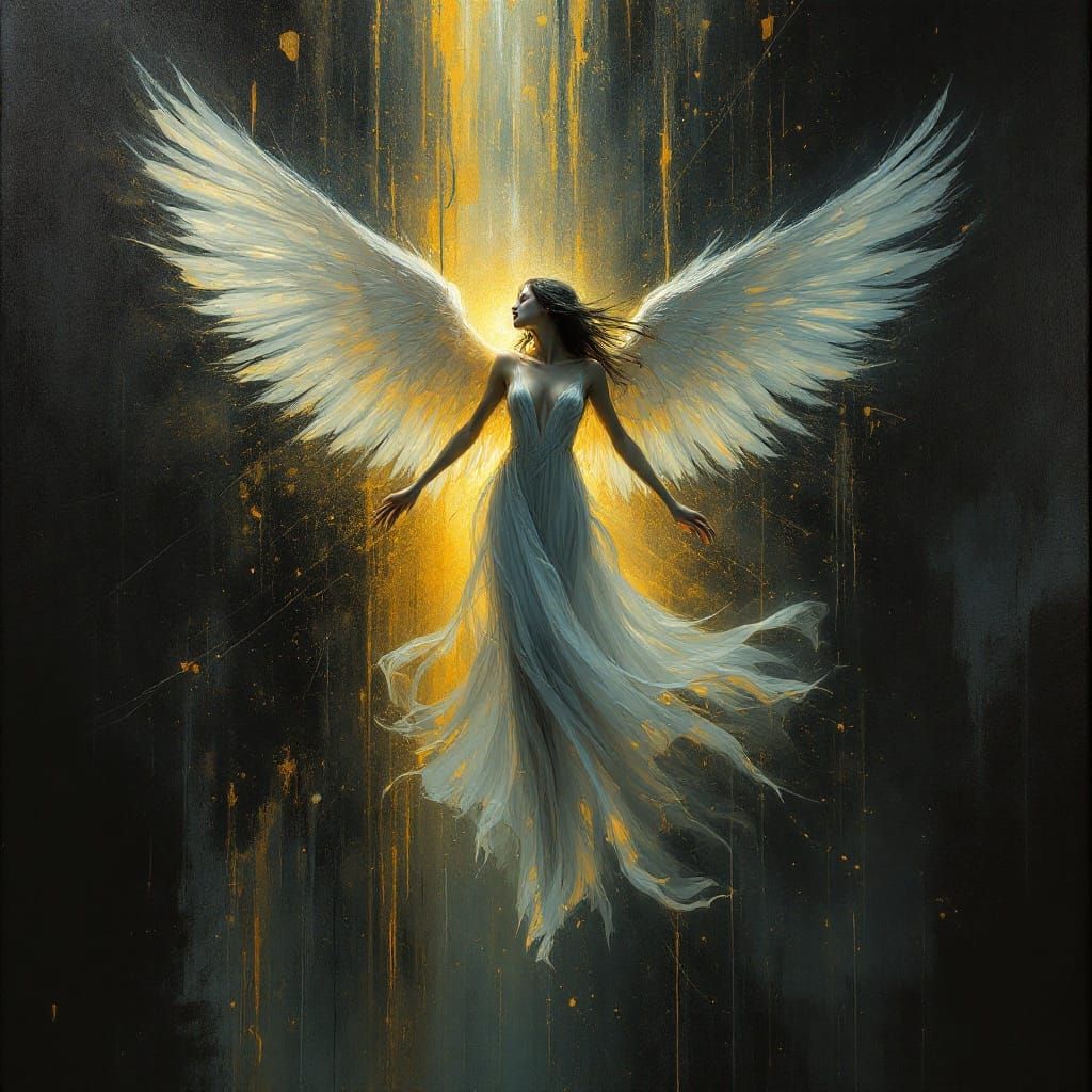 Ethereal Being Descends into Radiant Light