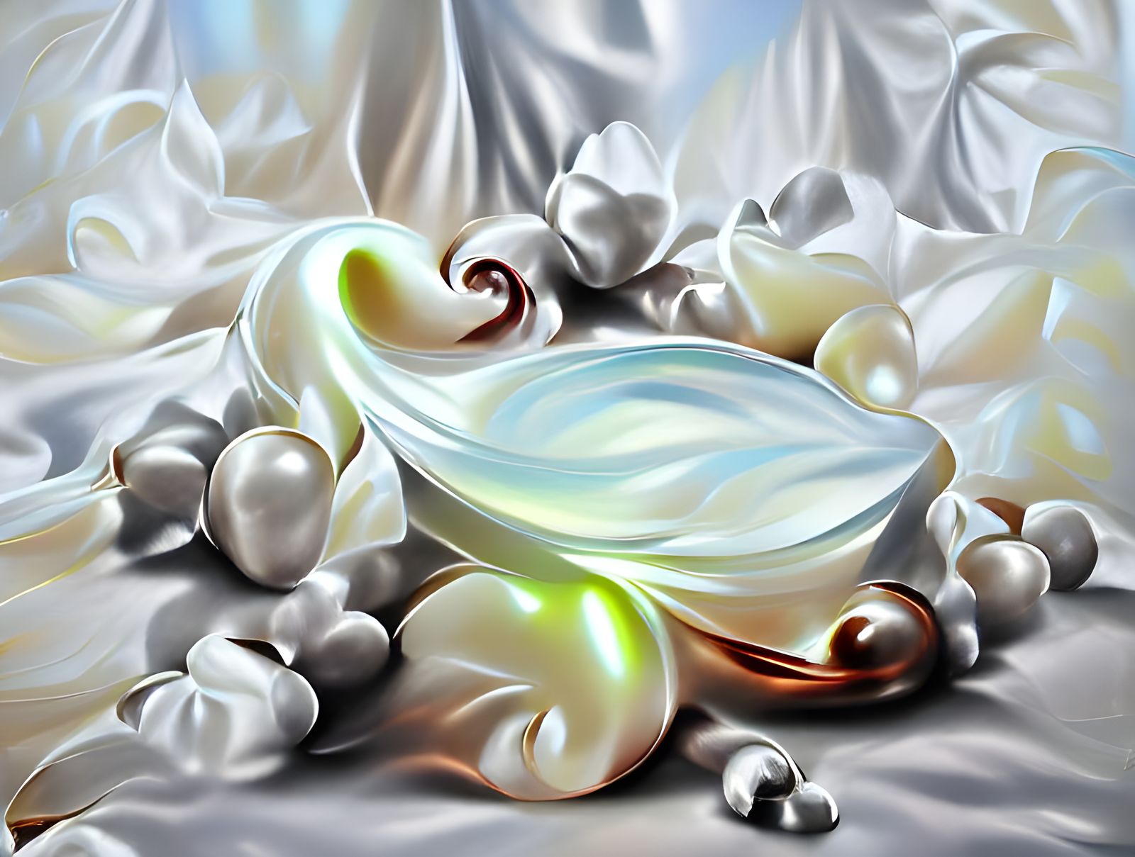 Pearlescent Satin Milk in Acrylic Art Style