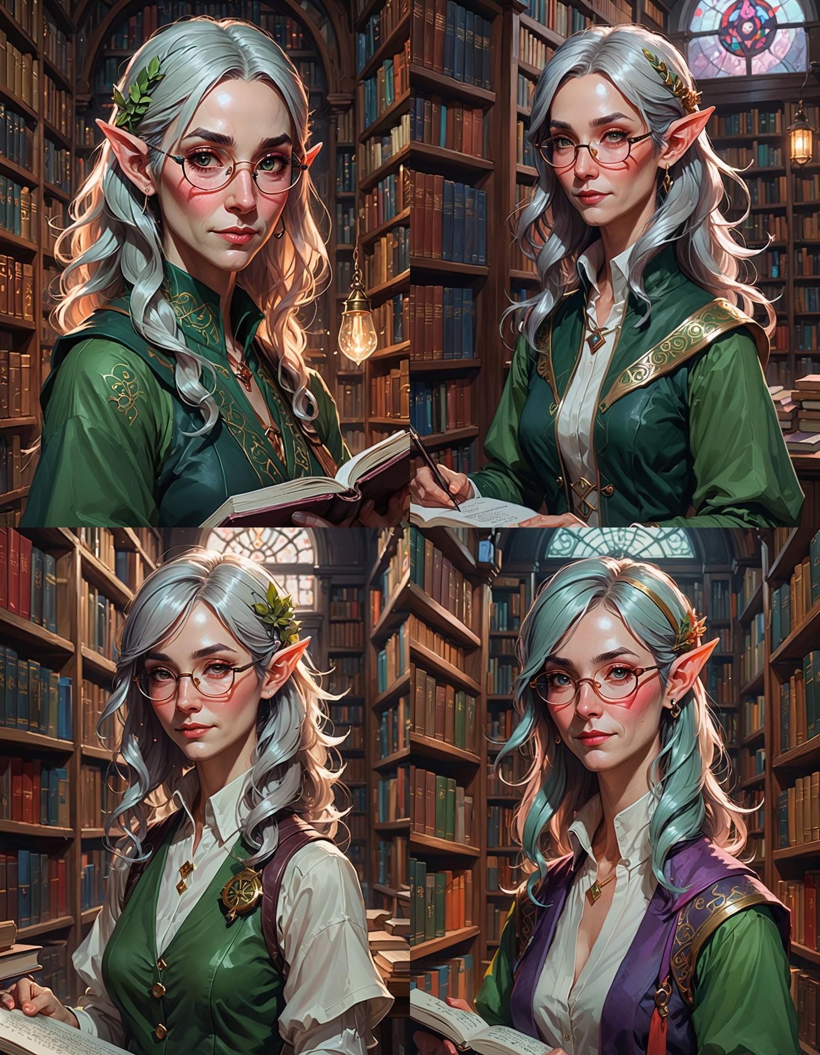 Elf Librarian Portrait in Pop Surrealism Style