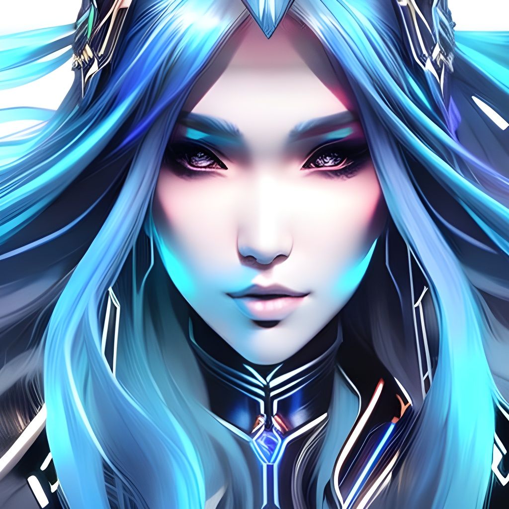 Cyberpunk Ainu Hacker Girl with Neon Hair