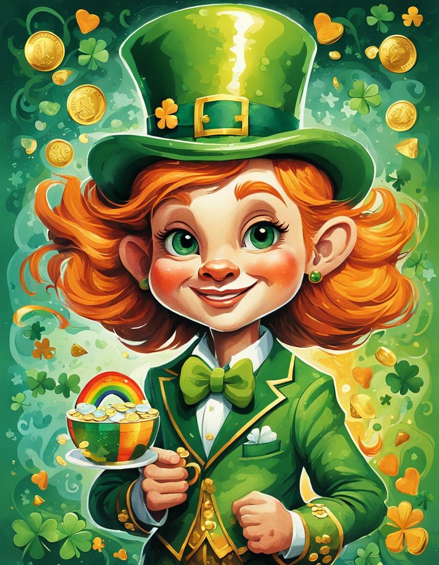 Whimsical Leprechaun Celebrates Saint Patrick's Day in a Col...