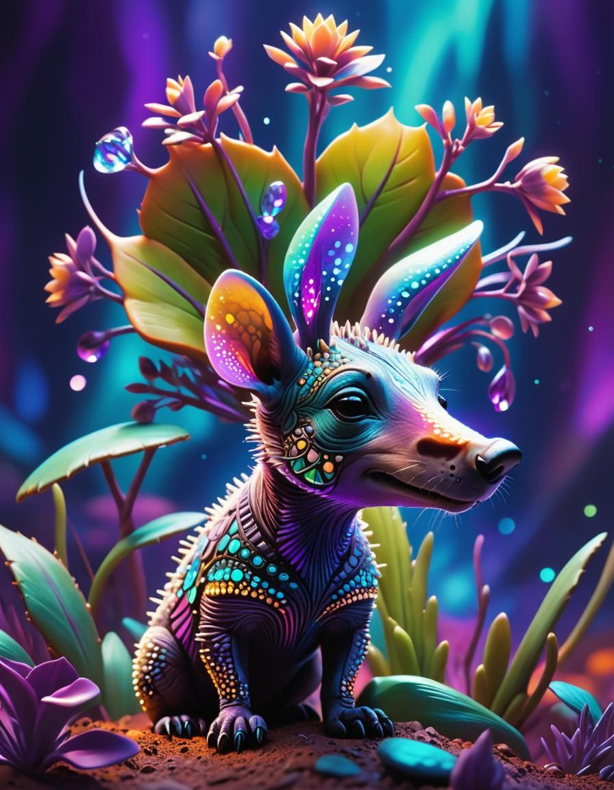 Fantastical Aardvark in Opalescent World, Digital Art