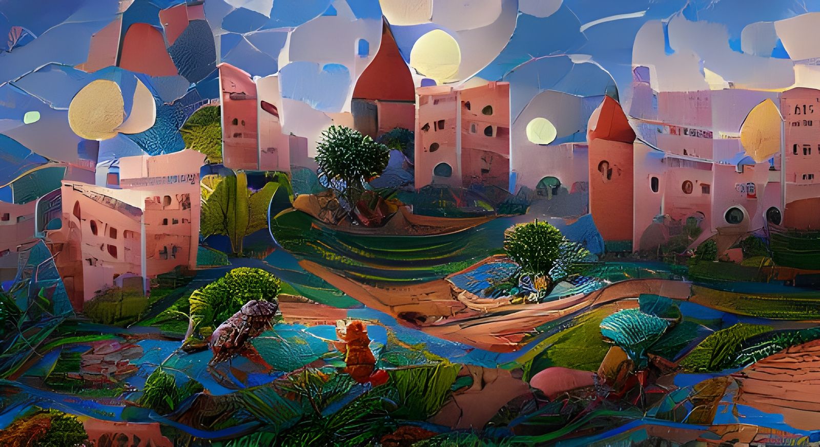 Cyberpunk Moroccan Tile Decoration Cityscape at Night