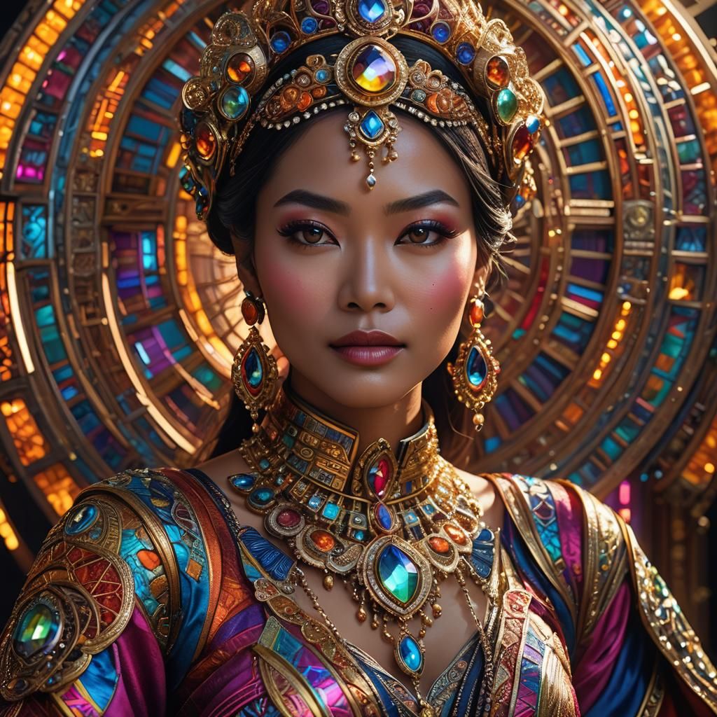 Malaysian Woman with Futuristic Jewelry, Fantasy Art