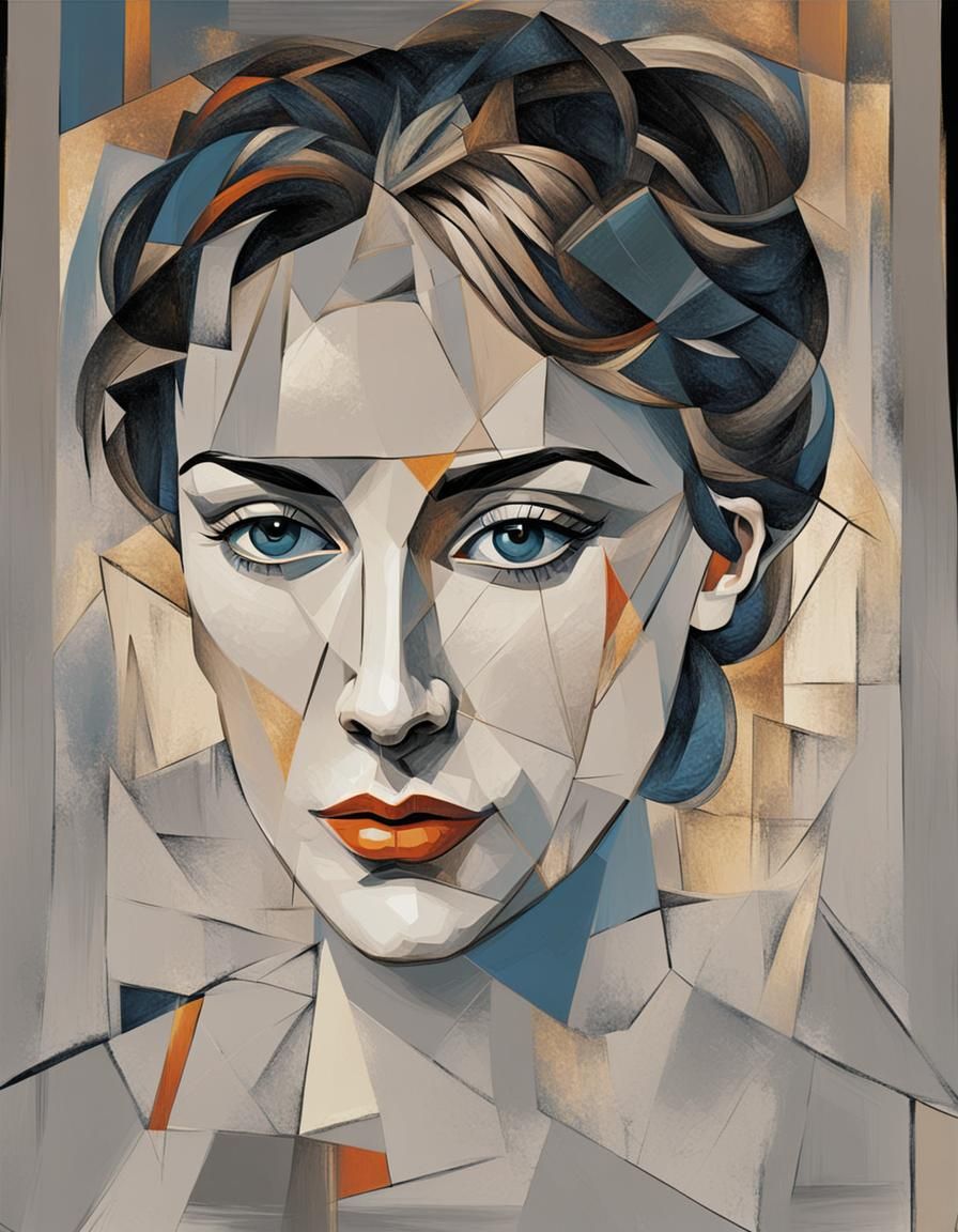 Cubist Woman Portrait in Picasso Style