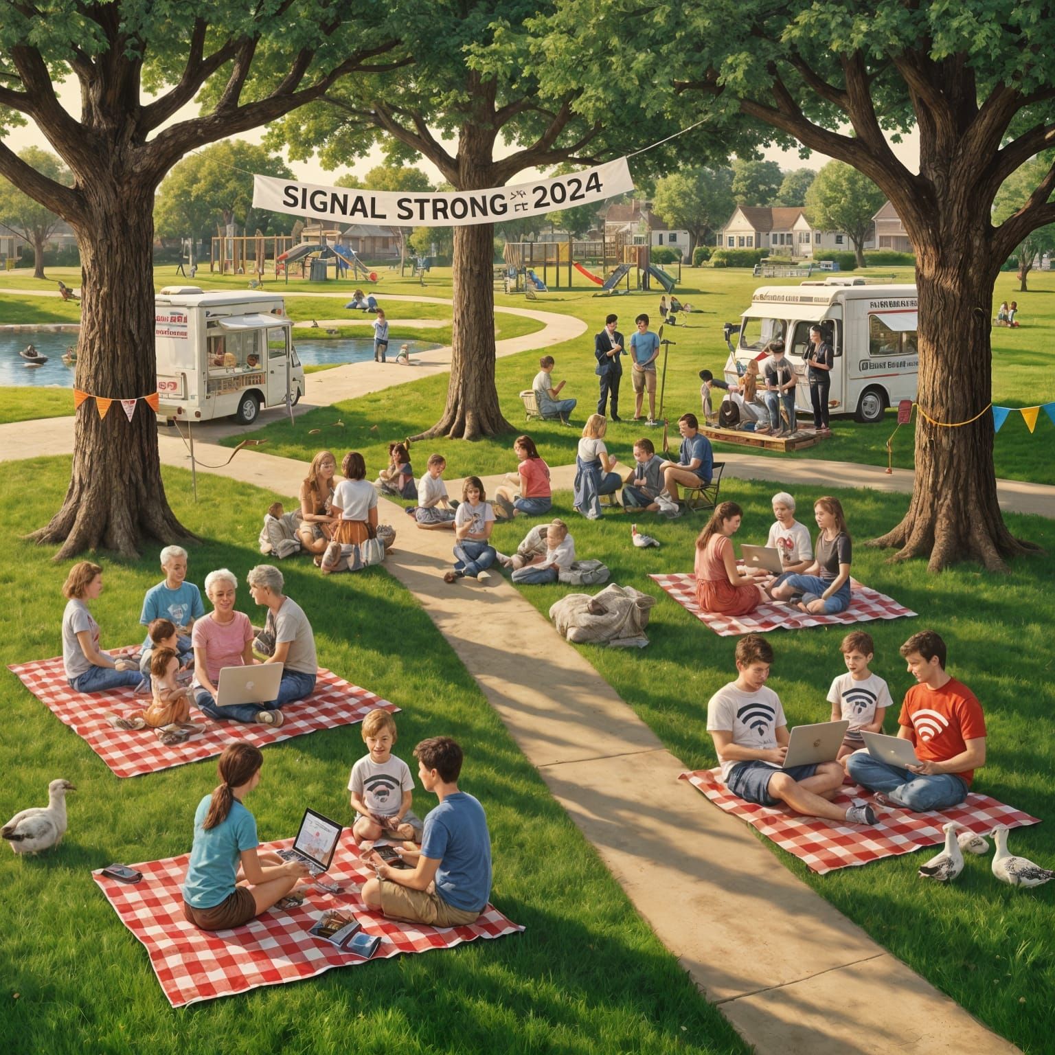 Norman Rockwell Style Americana Picnic Celebrating Internet ...