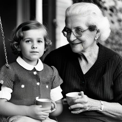 Heartwarming Moment: Elderly Person and Child on Swing