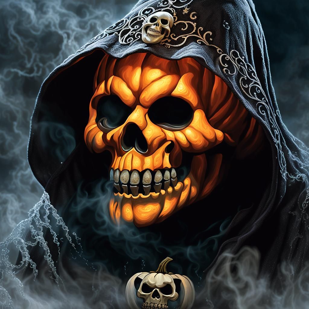 Ethereal Jack-o-Lantern Grim Reaper Portrait