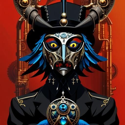 Steampunk Bird in Plague Mask: Dark Fantasy Vector