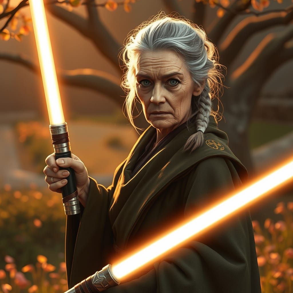 Elderly Jedi Master in Serene Ossus Garden