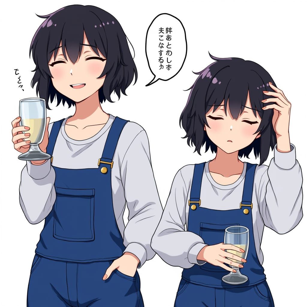 Anime Illustration of Two Young Women with Glasses