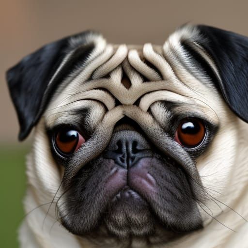 Adorable Fluffy Pug Portrait with Big Eyes