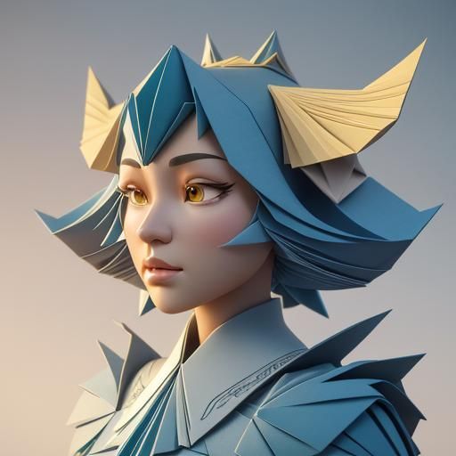 Intricate Origami Landscape in 3D Digital Art