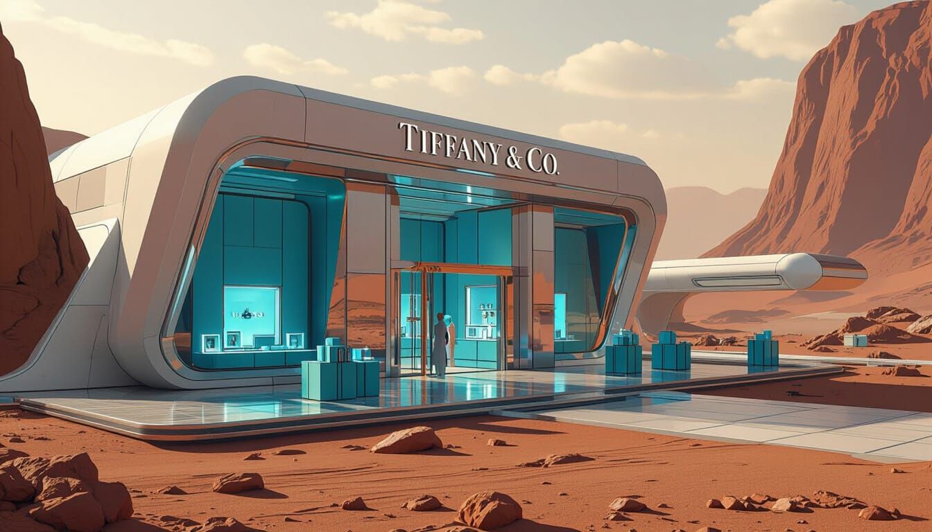 Tiffany & Co. on Mars in Futuristic Style