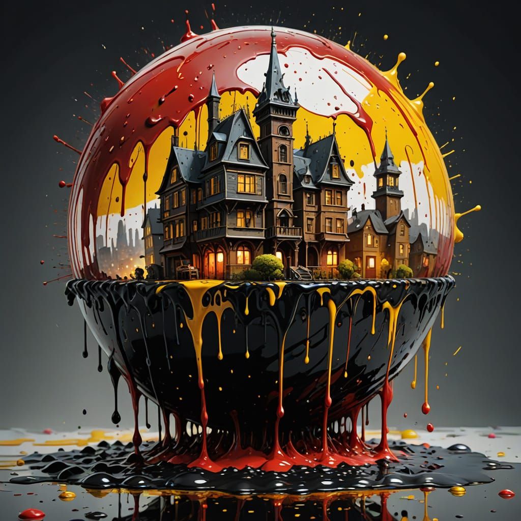 Sphere with a complex miniature victorian city inside of it An extreme by Ismail Inceoglu, studio Ghibli, Bernie Wrights...