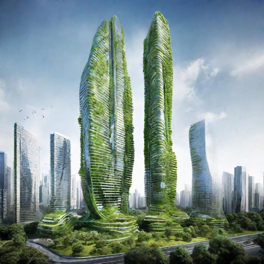 Futuristic Biomimetic Green Sustainable Skyscrapers