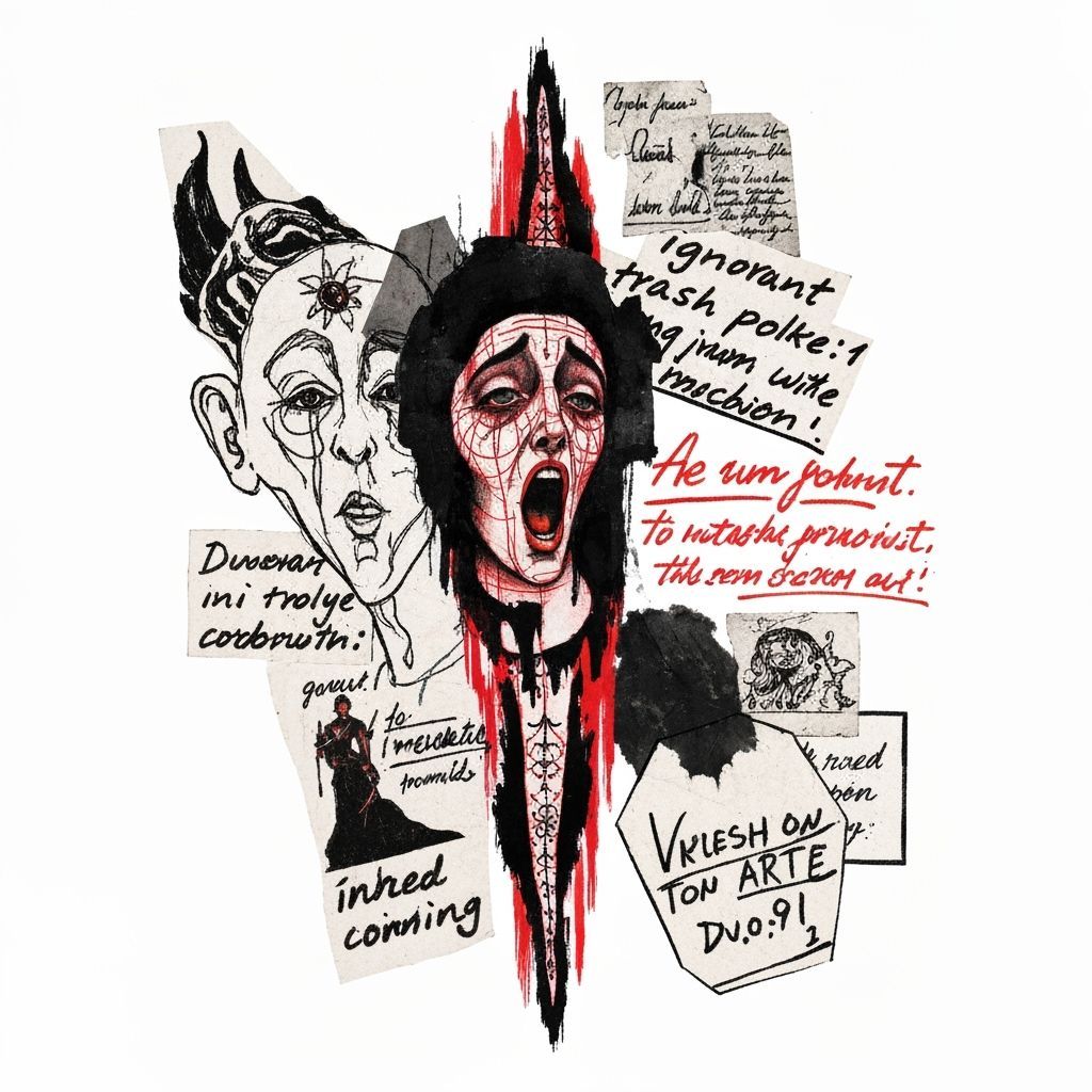 Ignorant Style Tattoo Design with Trash Polka Elements