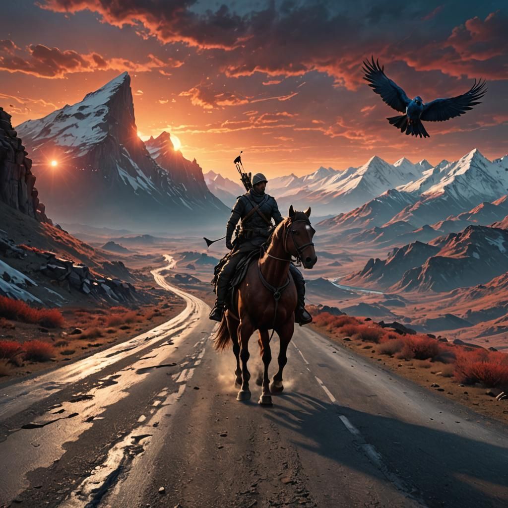 Epic Post-Apocalyptic Archer on Horseback