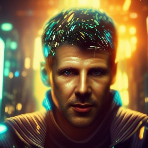 Hyperrealistic Blade Runner Portrait in Cinematic Lighting