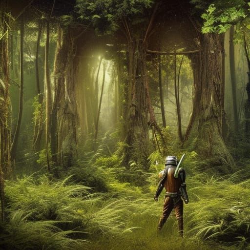 Mandalorian Cultivating Cannabis in Cinematic Forest