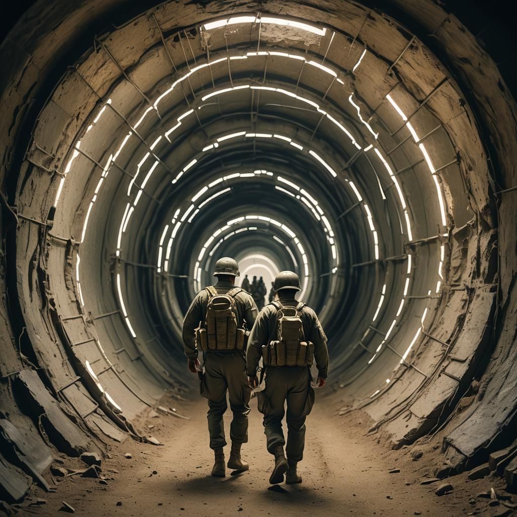 Soldiers Traverse Time Tunnel: Cinematic Film Still