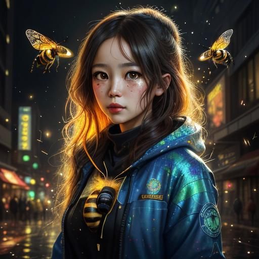Ethereal Honeybee Daughter Finds Solace in City Splendor