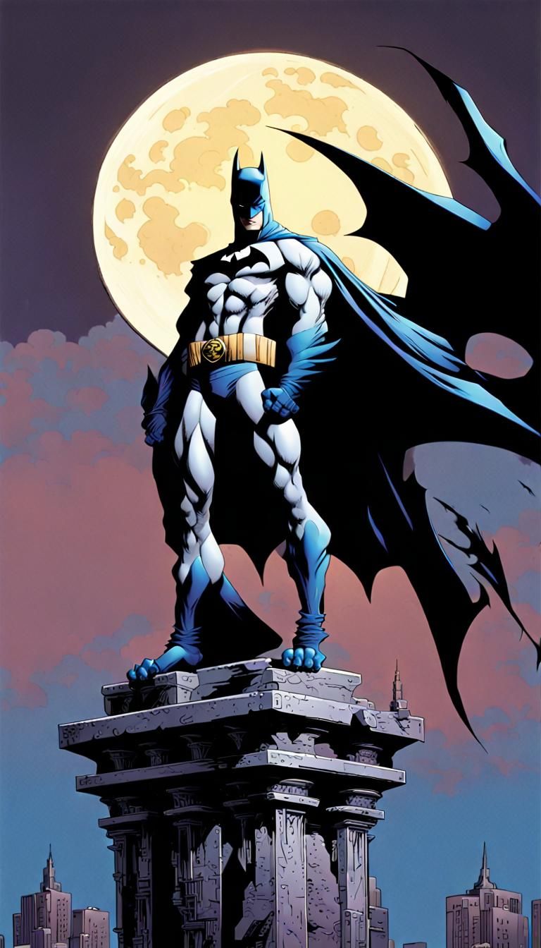 Batman on Gargoyle in Norm Breyfogle Comic Style