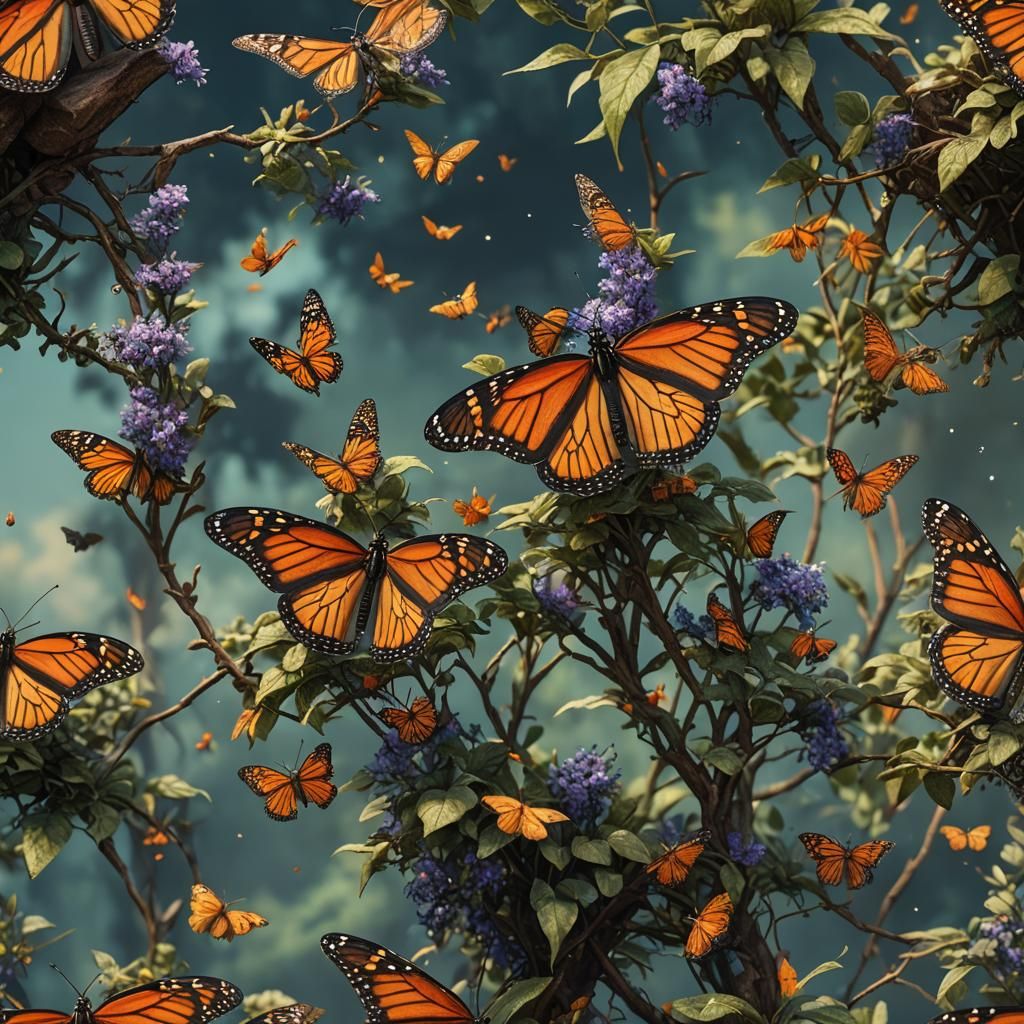 Detailed Monarch Butterfly Fantasy Concept Art