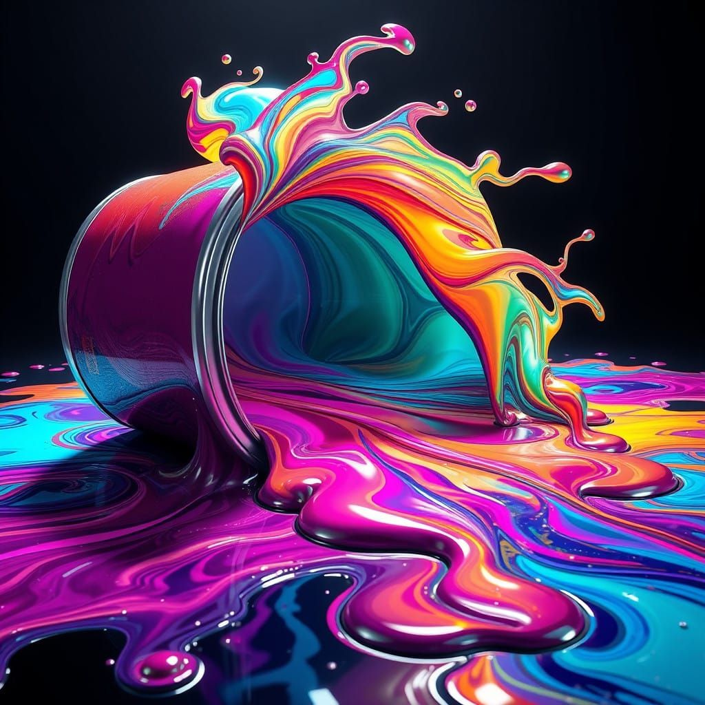 Vibrant Paint Can in a Kaleidoscope of Colors