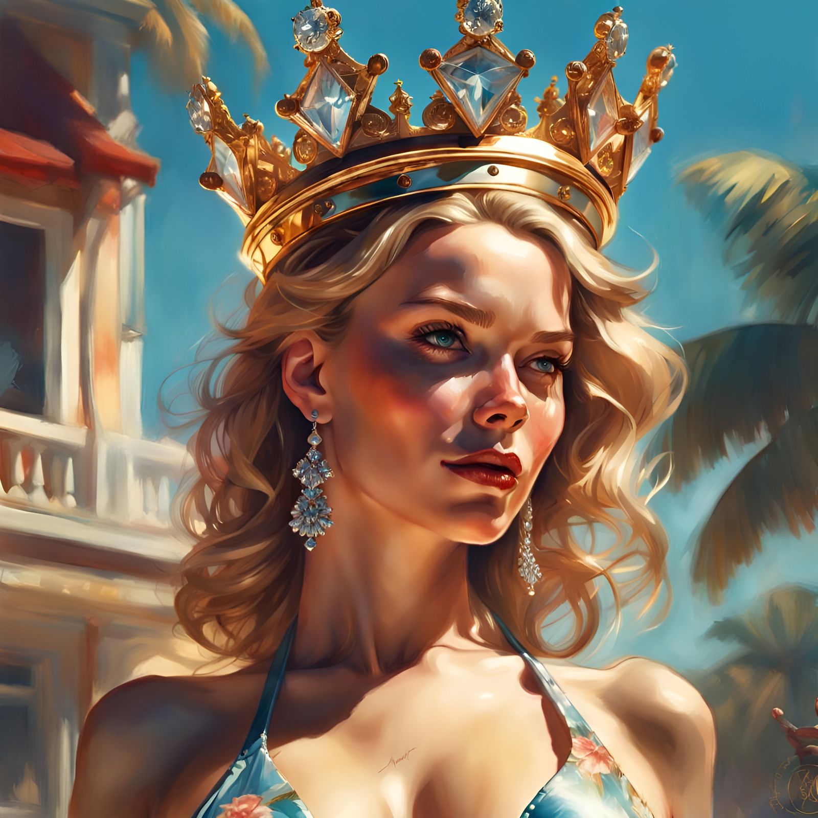 Queen in Diamond Bikini, Digital Illustration