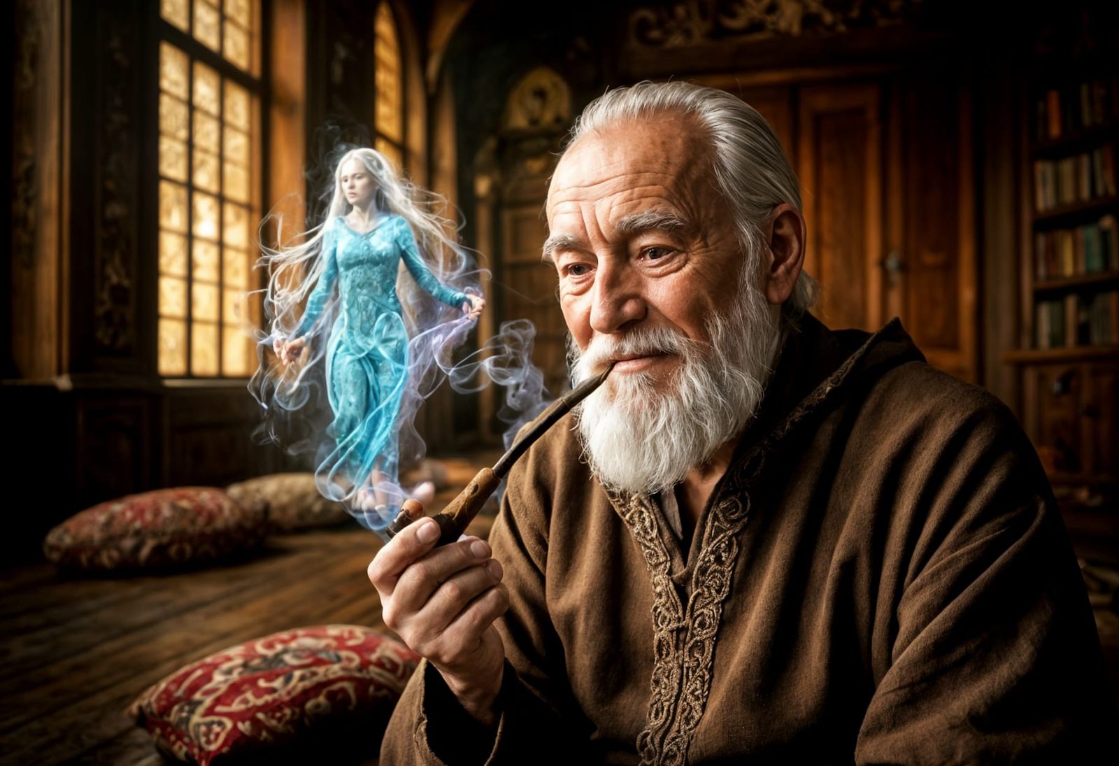 Mystical Smoke Dream: Ethereal Woman in Celtic Fantasy