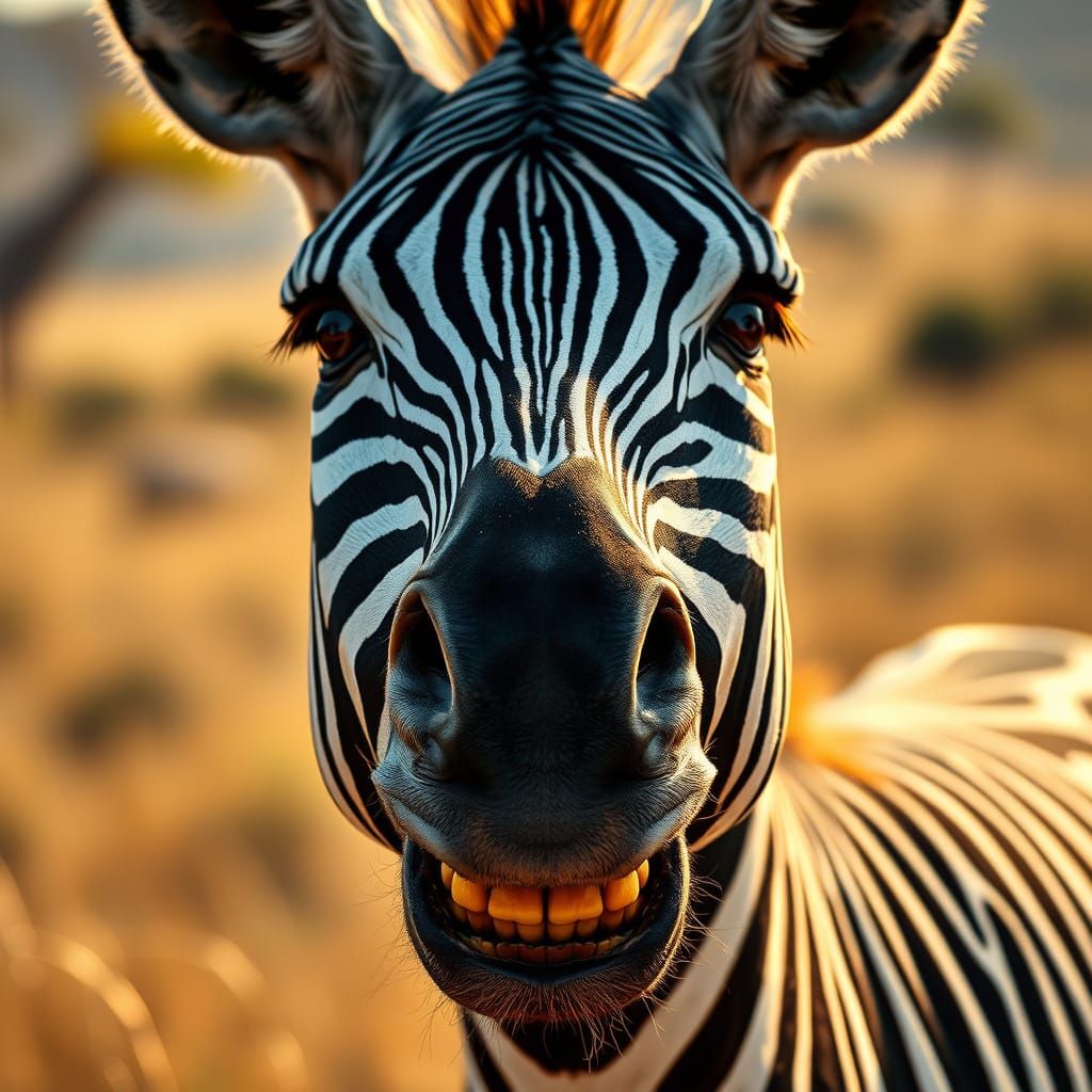 Charismatic Zebra Portrait in Whimsical Hyperrealism Style