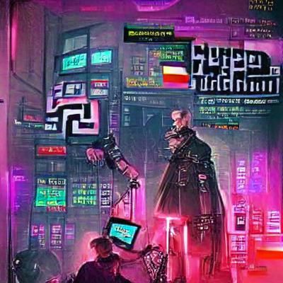 Dystopian Cyberpunk Neo-Nazi Cityscape