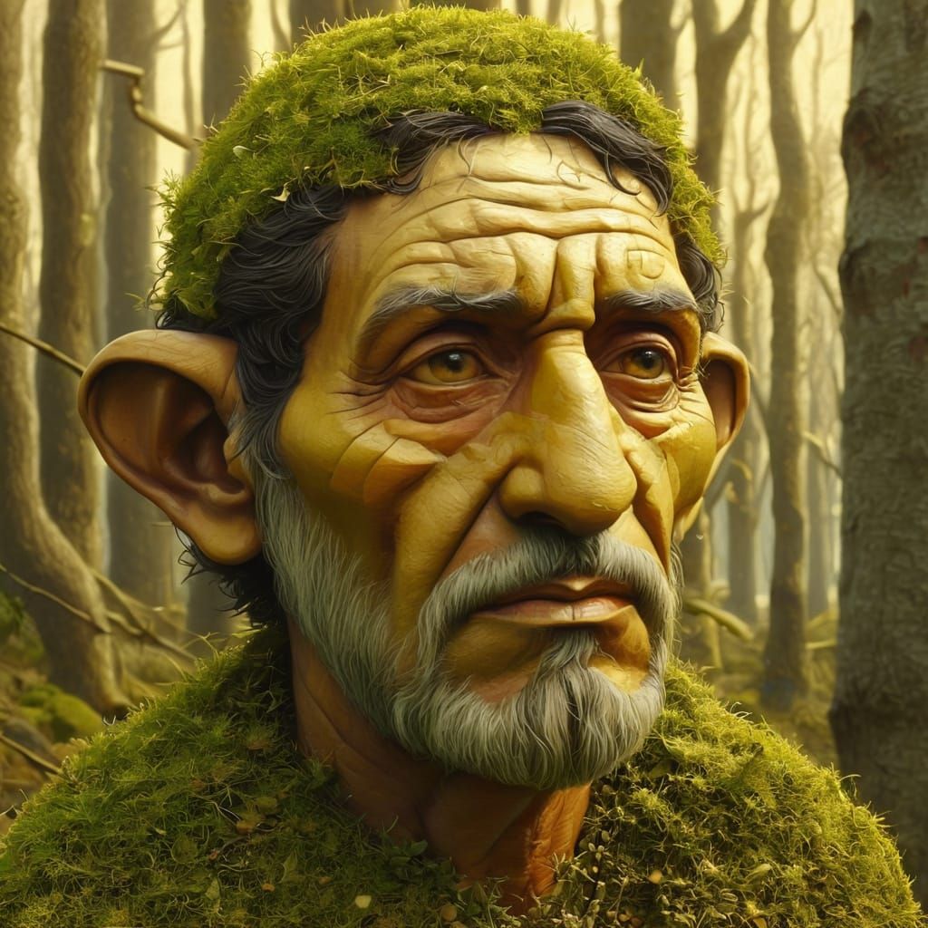 Geometric Goblin in Forest: A Cubist Op Art