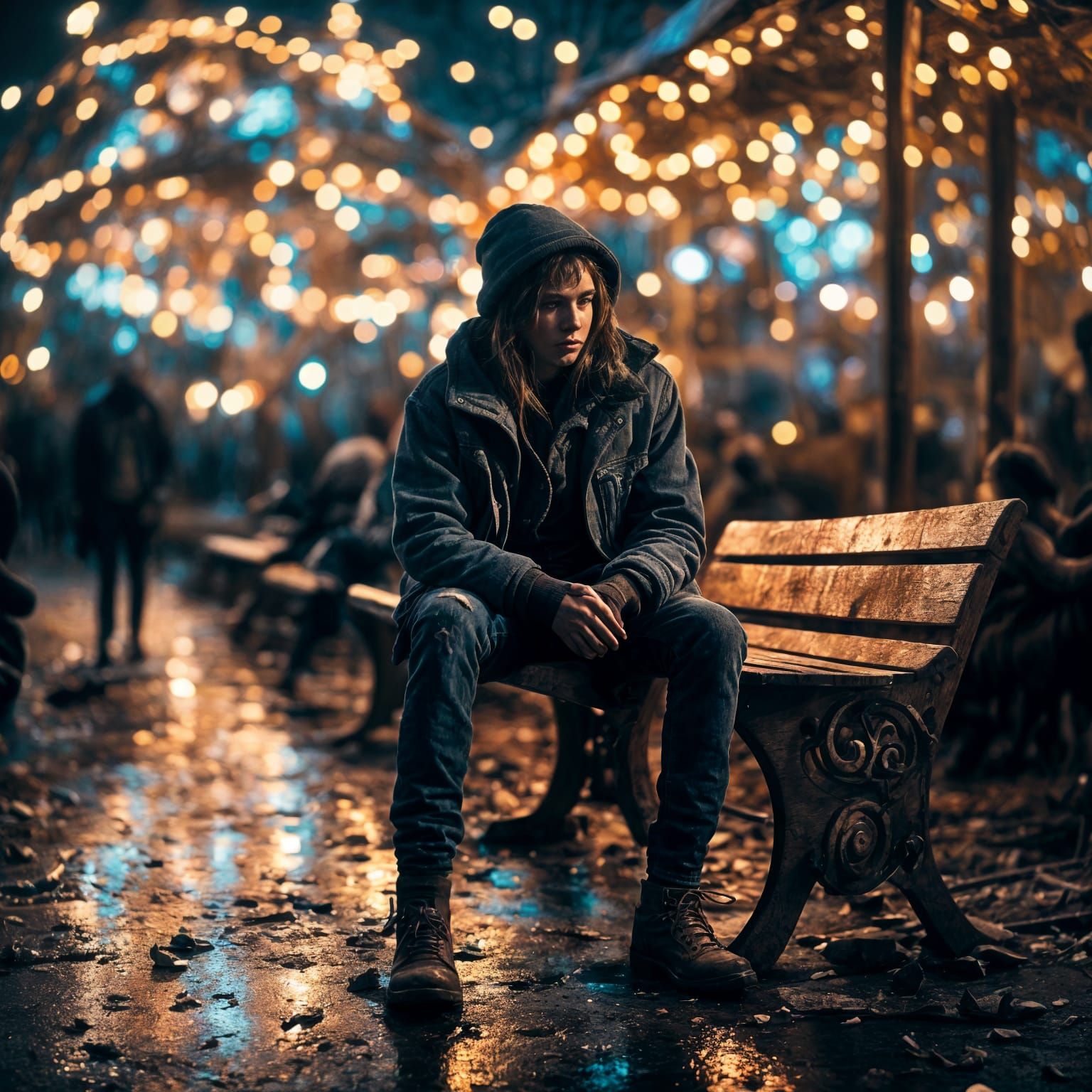 Grunge Comic Art of Exhausted Individual